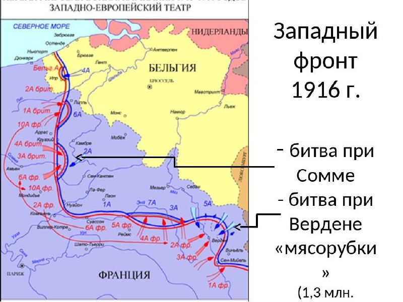 Карта первой мировой войны 1916