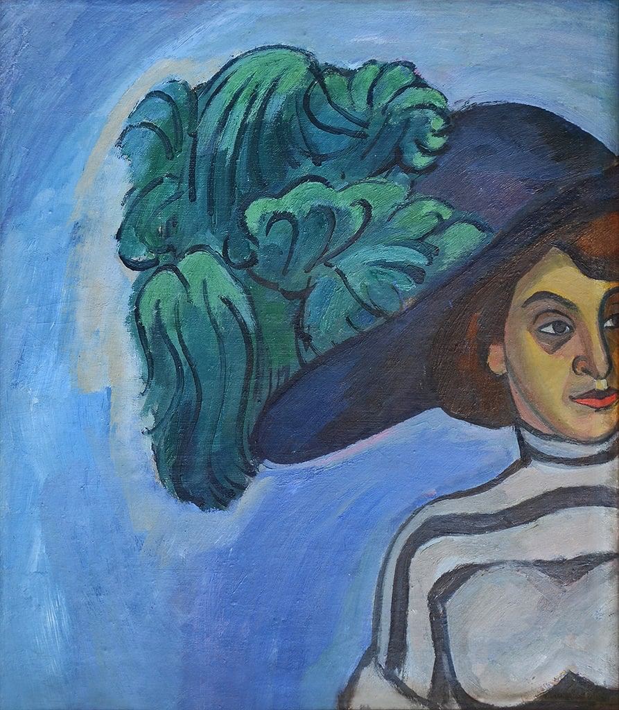 Фальк портрет дамы в шляпе с зеленым эспри