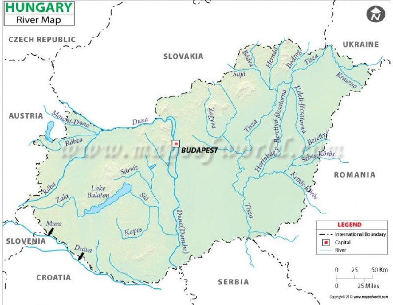 Карта рек венгрии